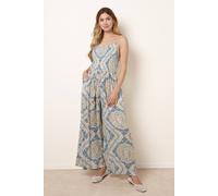 Blue Vanilla Shirred Drawstring Jumpsuit - S - Blue