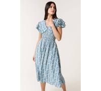 Blue Vanilla Women's Blue Short Sleeve V-neck Midi Dress | Size: Large