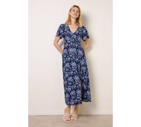 Blue Vanilla Women's Blue Short Sleeve V-neck Midi Dress | Size: Large