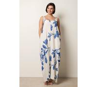 Blue Vanilla Women's Blue Sleeveless Scoop Jumpsuit in White | Size: Large/XL Blue Vanilla White L/XL
