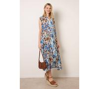 Blue Vanilla V Neck Loose Fit Maxi Dress - M-L - Blue