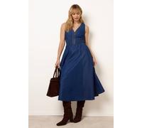 Blue Vanilla Zip Front Denim Dress - S - Blue