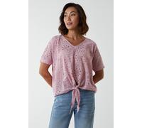 Blue Vanilla Women's Broderie Batwing Knot Front Top in Pink | Size: Small