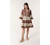 Blue Vanilla Women's Brown Beaded Smock Mini Dress | Size: Medium/Large Blue Vanilla Brown M/L