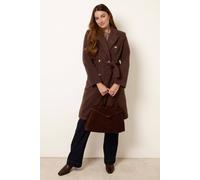 Blue Vanilla Women's Brown Belted Long Coat Blue Vanilla Brown One Size
