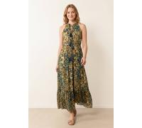 Blue Vanilla Diamante Tiered Tie Front Dress - S-M - Brown
