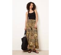 Blue Vanilla Women's Brown Animal Print Tiered Maxi Skirt Blue Vanilla Brown One Size