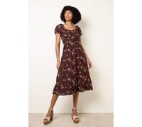 Blue Vanilla Embroidery Milkmaid Midi Dress - XL - Brown