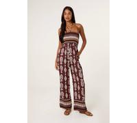 Blue Vanilla Women's Brown Ethnic Print Strapless Elasticated Jumpsuit | Size: Medium/Large Blue Vanilla Brown M/L