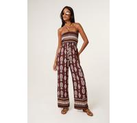 Blue Vanilla Women's Brown Ethnic Print Strapless Elasticated Jumpsuit | Size: Medium/Large Blue Vanilla Brown M/L