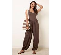 Blue Vanilla Jersey Balloon Leg Jumpsuit With Pockets - One Size - Brown