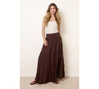 Blue Vanilla Women's Brown Jersey Band Tiered Skirt | Size: S/M Blue Vanilla Brown S/M
