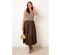 Blue Vanilla Knitted 2 In 1 Stripe Dress - One Size - Brown