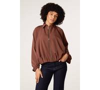 Blue Vanilla Drape Puffball Zipper Jacket - One Size - Brown