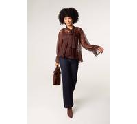 Blue Vanilla Lace Pussybow Blouse - One Size - Brown