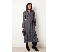 Blue Vanilla Women's Brown Long Sleeve Button Up Collar Midi Dress | Size: Small