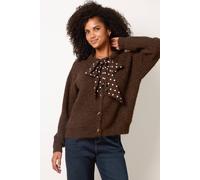 Blue Vanilla Women's Brown Long Sleeve Button Up Round Neck Cardigan | Size: S/M Blue Vanilla Brown S/M