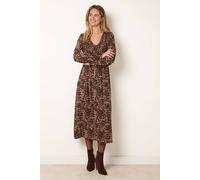 Blue Vanilla Women's Brown Long Sleeve V-neck Midi Dress | Size: XL Blue Vanilla Brown XL