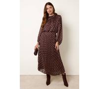 Blue Vanilla Women's Brown Polka Dot Metallic Dress | Size: Small Blue Vanilla Brown S