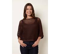 Blue Vanilla Women's Brown Round Neck Net Top | Size: S/M Blue Vanilla Brown S/M