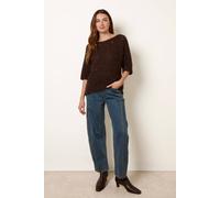 Blue Vanilla Women's Brown Sequin Feather Jumper Blue Vanilla Brown One Size