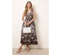 Blue Vanilla Sleeveless Shirred Dress - M-L - Brown