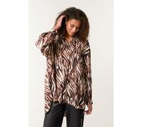 Blue Vanilla Women's Brown Zebra Print Shirt Blue Vanilla Brown One Size