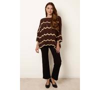 Blue Vanilla Women's Brown Zig Zag Metallic Jumper Blue Vanilla Brown One Size