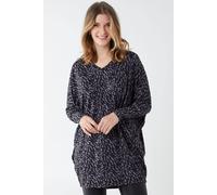 Blue Vanilla Women's Brush Print Oversize Batwing Top in Charcoal