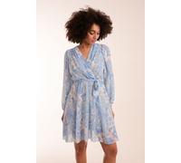 Butterfly Floral Wrap Dress Blue Vanilla Blue S/M