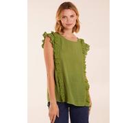 Blue Vanilla Women's Button Back Frill Top in Green | Size: Large