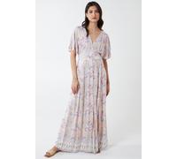 Blue Vanilla Women's Button Front Angel Sleeve Maxi Dress in Peach | Size: 8