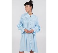 Blue Vanilla Women's Button Front Ruffle Slv Detail Dress in Blue