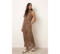 Blue Vanilla Dress With Paisley & Floral Print - S - Camel