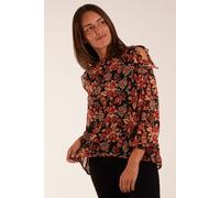 Blue Vanilla Women's Cold Shoulder Frill Blouse in Black | Size: 8 Blue Vanilla Black 8