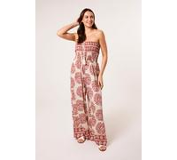 Blue Vanilla Women's Coral Strapless Elasticated Printed Jumpsuit | Size: S/M Blue Vanilla Coral S/M