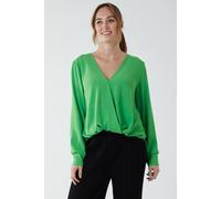 Blue Vanilla Women's Crossover Woven Plain Blouse in Green | Size: Small