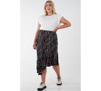 Blue Vanilla Women's Curve Asymmetric Hem Midi Skirt in Black | Size: 28 Blue Vanilla Black 28