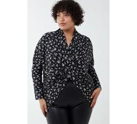 Blue Vanilla Curve Draped Dip Hem Top - UK 18-20 - Black
