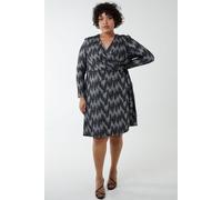 Blue Vanilla Women's Curve Fixed Wrap Skater Dress With Tie in Silver | Size: 20 Blue Vanilla Silver 20