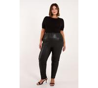 Blue Vanilla Women's Curve Matte Faux Leather Tailored Trousers in Black | Size: 26-28 Blue Vanilla Black 26-28