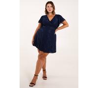 Blue Vanilla Women's Curve Mesh Wrap Dress in Navy | Size: 22/24