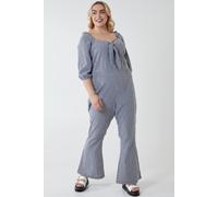 Blue Vanilla Women's Curve Milkmaid Gingham Jumpsuit in Black | Size: 22