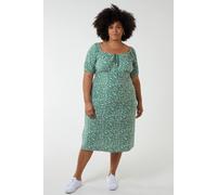 Blue Vanilla Women's Curve Milkmaid Stretch Crepe Midi Dress in Green | Size: 20