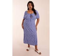 Blue Vanilla Women's Curve Milkmaid Stretch Crepe Midi Dress in Light Blue | Size: 20