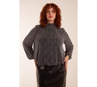 Blue Vanilla Women's Curve Puffball High Neck Top in Silver | Size: 16-18 Blue Vanilla Silver 16-18