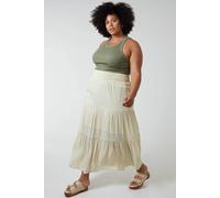 Blue Vanilla Women's Curve Tiered Shirred Maxi Skirt in Stone | Size: 26/28