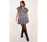 Blue Vanilla Women's Curve Wrap Ruffle Mini Dress in Navy | Size: 18 Blue Vanilla Navy 18