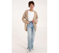 Blue Vanilla Women's Daisy Large Flower Cardigan Sweater in Beige | Size: Small/Medium