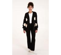 Blue Vanilla Women's Daisy Large Flower Cardigan in Black | Size: Medium/Large Blue Vanilla Black M/L
